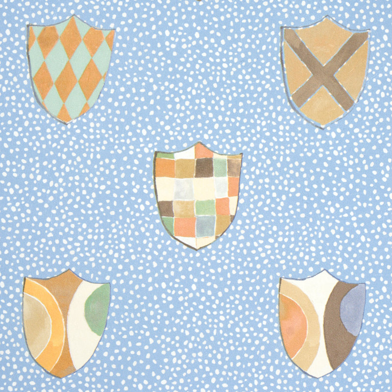 Papier peint héraldique Schocalacher x Happy Menocal, Bleu Oxford