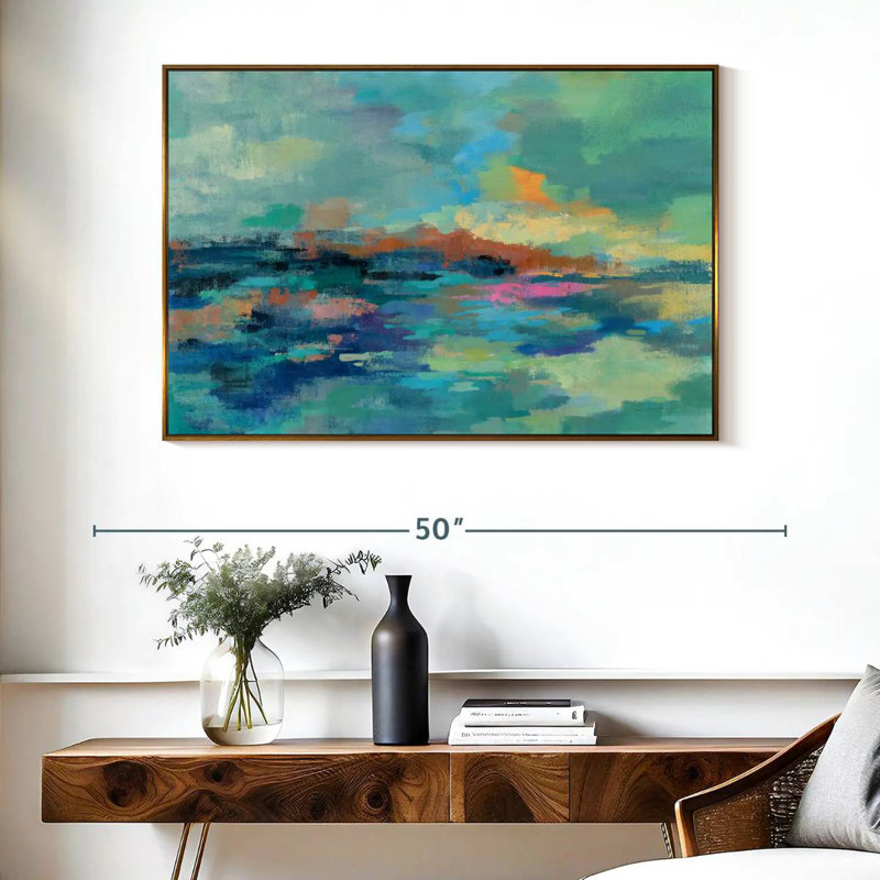 Été bord de mer Luper, Cadre flottant doré, 43 po x 29 po