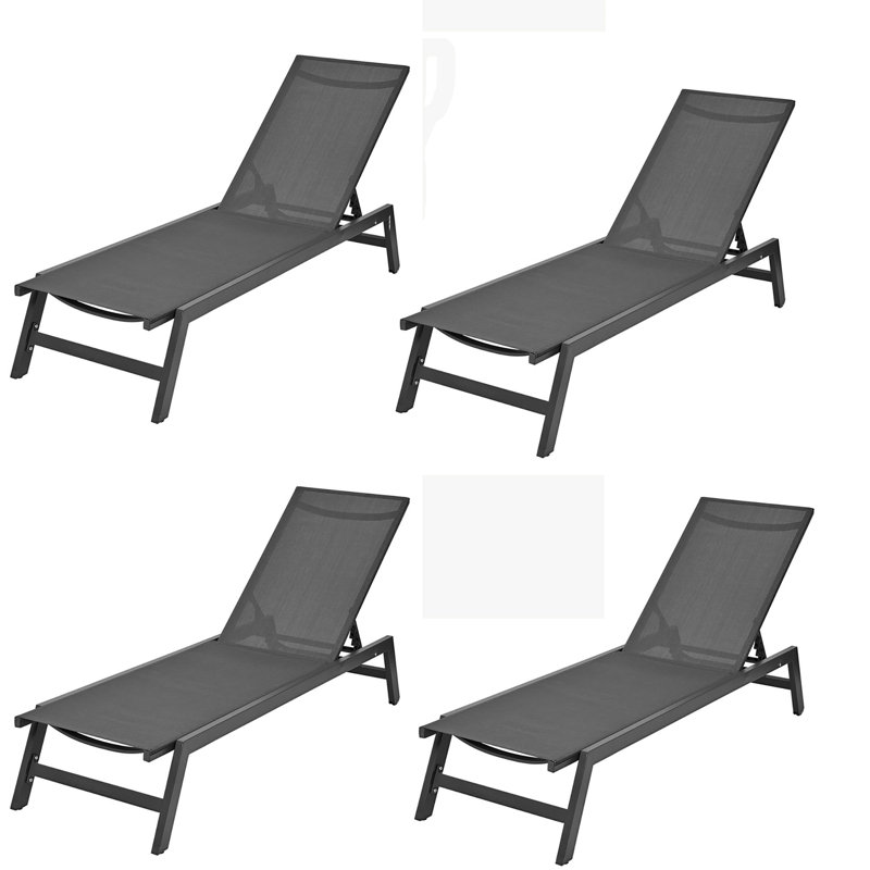 Outdoor Rust-Resistant Metal Chaise Lounge, Gray