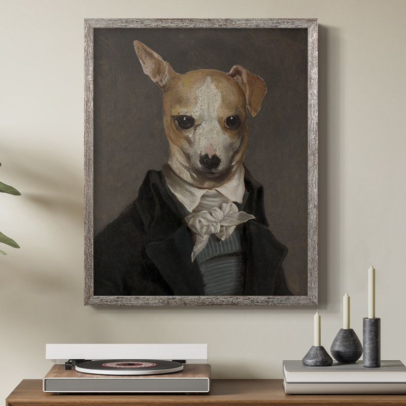 Refined Fido Framed Print - Solid Wood, 30" H x 24" W