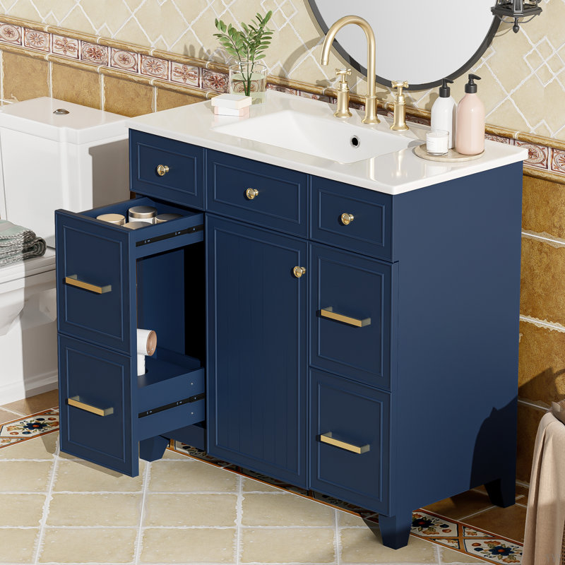 Meuble-lavabo de salle de bain avec rangement abondant et attrait élégant, Bleu