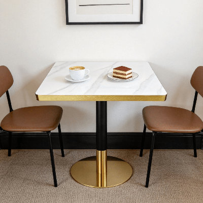 Table rectangulaire en pierre frittée de L 30 po x l 24 po à usage commercial et résidentiel pour les cafés, les restaurants et les petits espaces