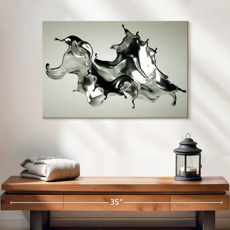 Avery Abstract Silver, 16" H x 24" W