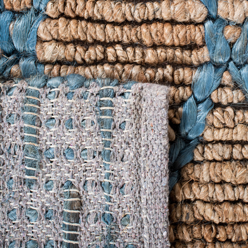 Tapis naturel en jute / coton tissé à la main Natural, Rectangle 3 pi x 5 pi