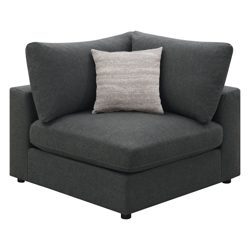 Canapé d'angle 4 pièces Rhette Charcoal avec coussins réversibles et design modulaire