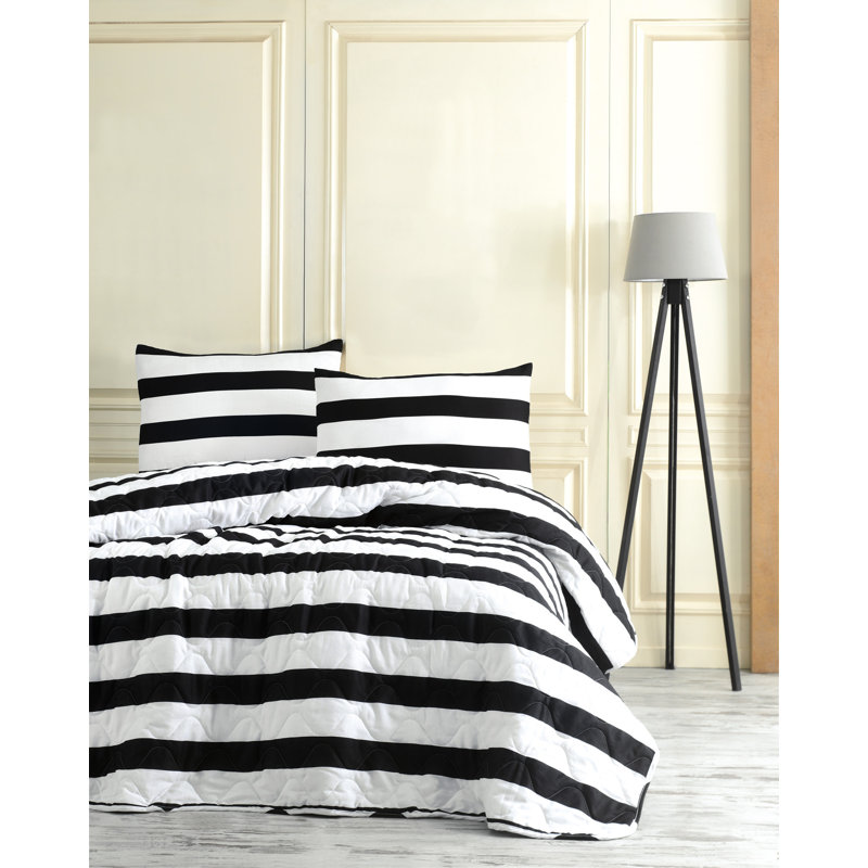 Cotton Blend Striped Coverlet