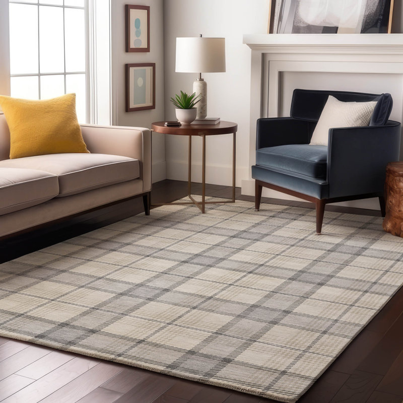 Premium Machine Washable Corum AMF1052 Plaid Rug, Rectangulaire 3 pi x 5 pi