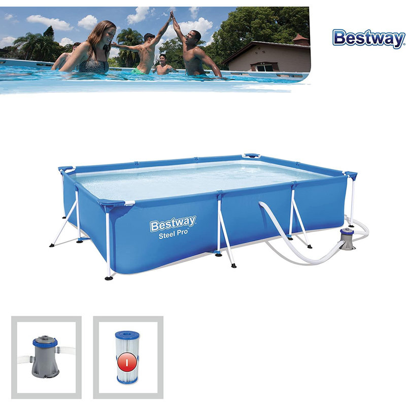 Plastic Rectangle Inflatable Pool H x W x L, 66cm H x 201cm W x 300cm L