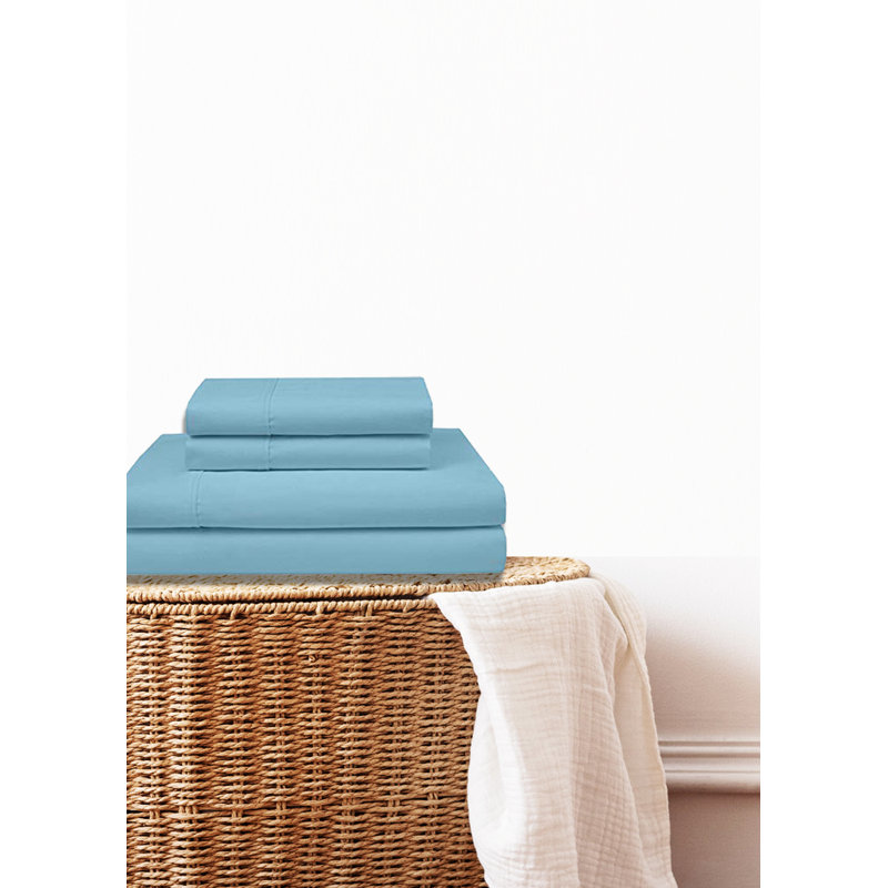 Sheet Set, King Sheet Set + Fitted Sheet + 2 Pillowcases, Blue