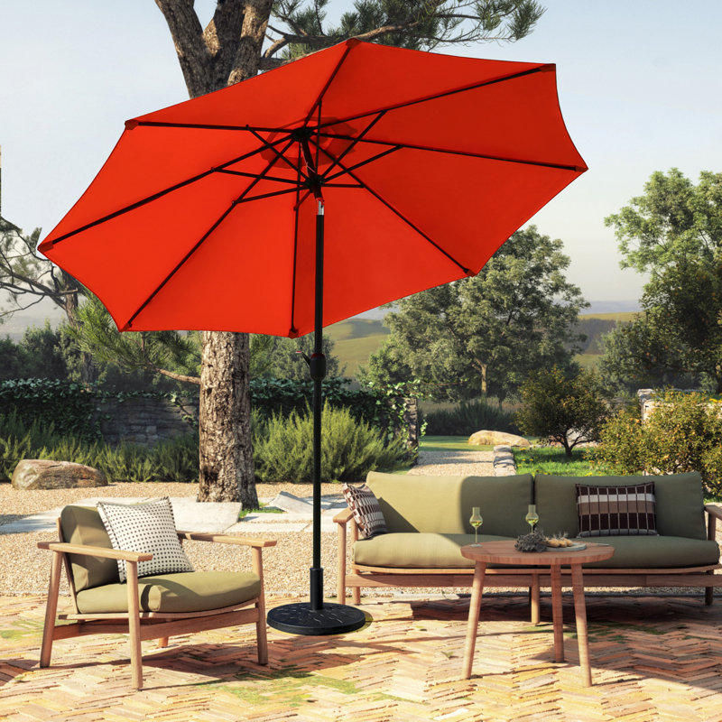 Parasol de marché 9 pi Mushtaaq avec support / base - couleur orange