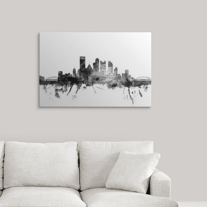 Francy «Pittsburgh Pennsylvania Skyline» par Michael Tompsett, impression, H 24 po x l 36 po x P 1,5 po, Toile