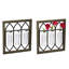 Panneau mural en bois avec vases en verre, ensemble de 2 panneaux avec 6 vases