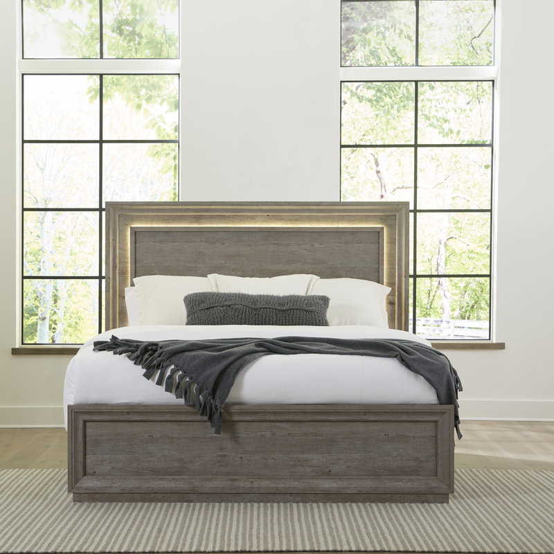 Hayle Low Profile Standard Bed w/ LED Lighting, Queen