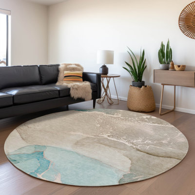 Premium Machine Washable Cerrito AMF517 Teal Rug