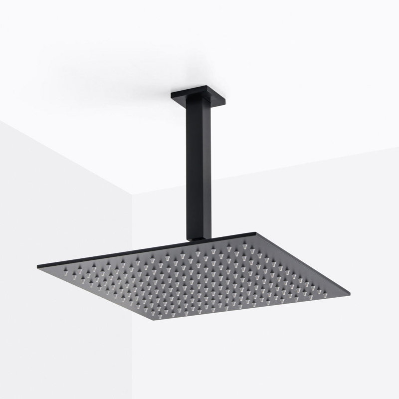Devon 2-3 Way Shower Set With Hand Shower Set - Ceiling Mount - 12" Brass/Matt Black