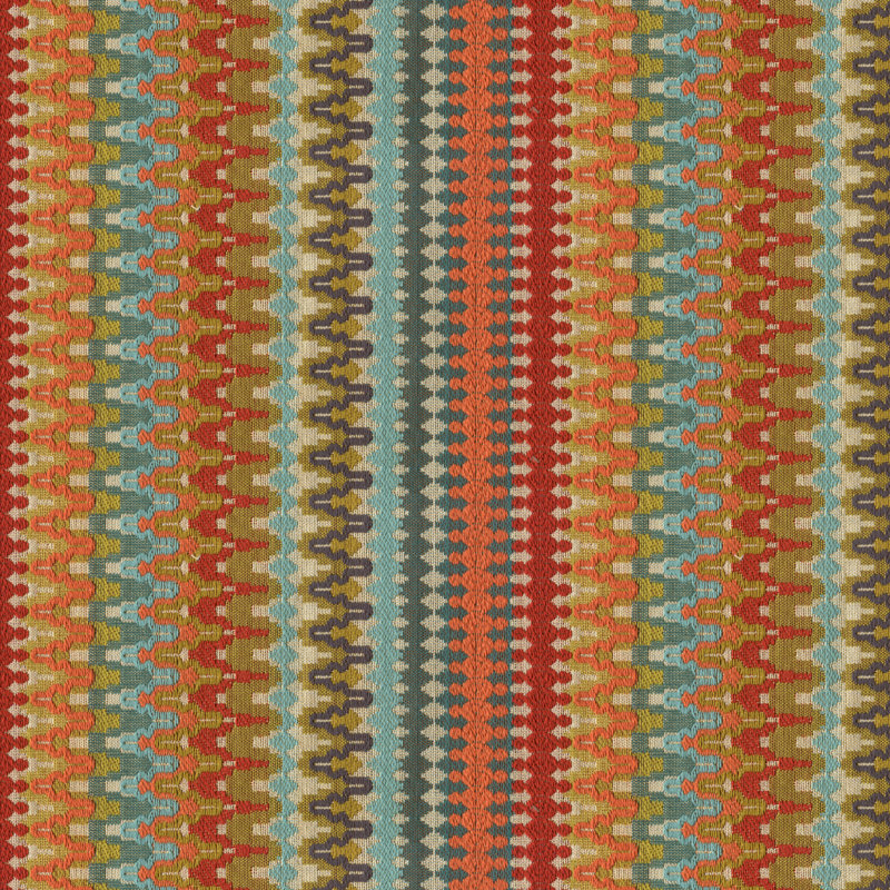 Travels Fabric, Blue/Orange/Red/Burgundy
