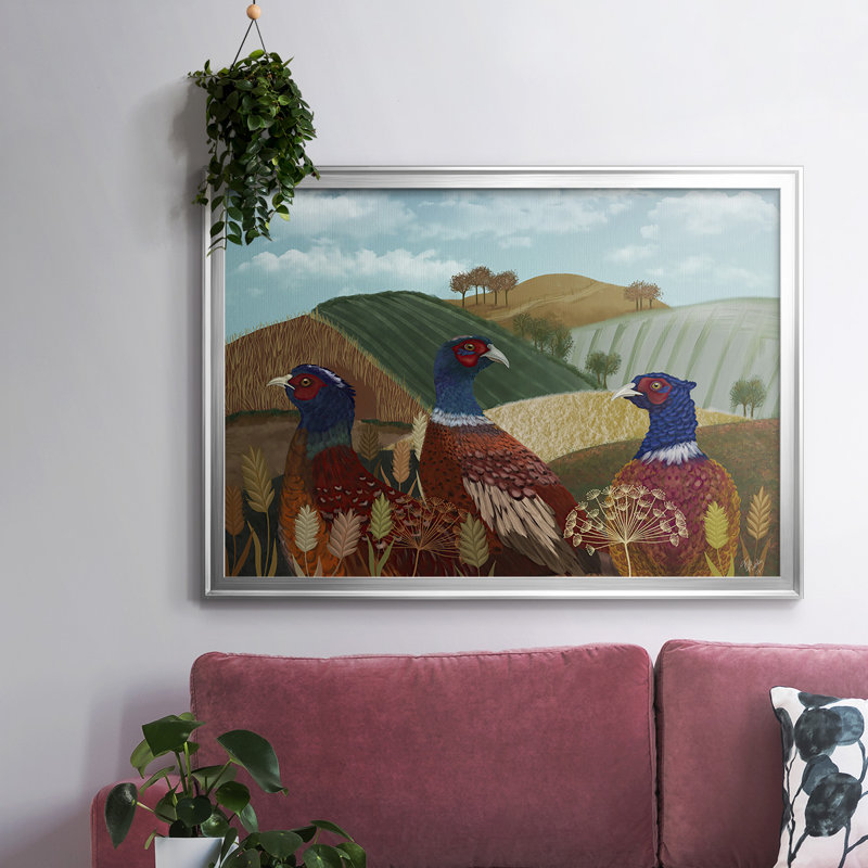 «Pheasant Trio in Field», reproduction sur toile flottante, H 30 po x l 44 po x P 1,5 po