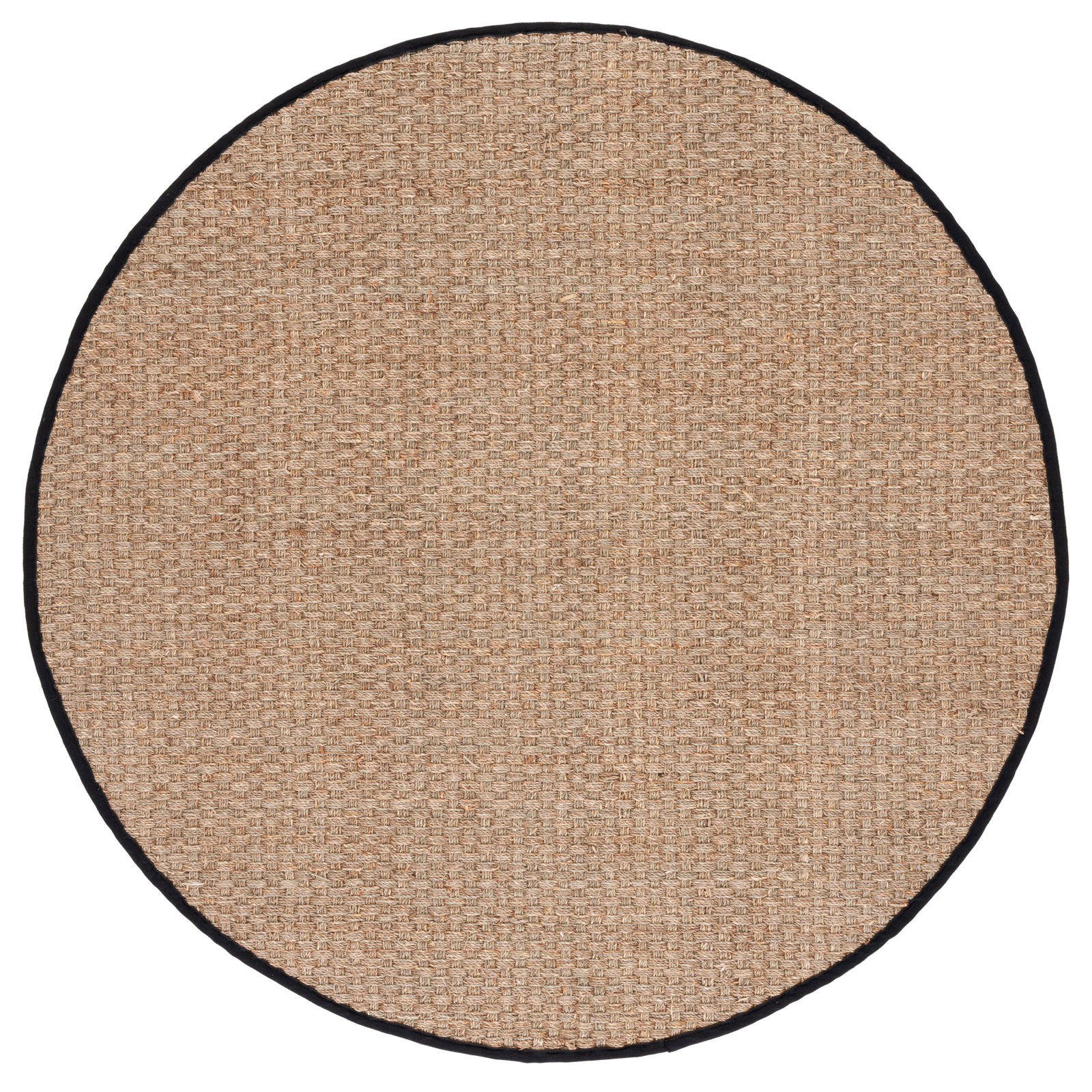 Natural Black Seagrass Rug, Round 6'