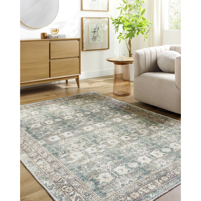 Alburga Washable Oriental Indoor Rug, Rectangle 6'7" x 9'