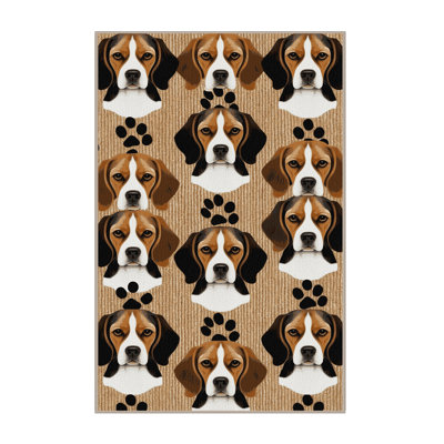 Washable Beagle Dogs Area Rug