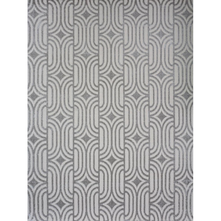 Utopia Geometric Shapes Area Rug in Grey