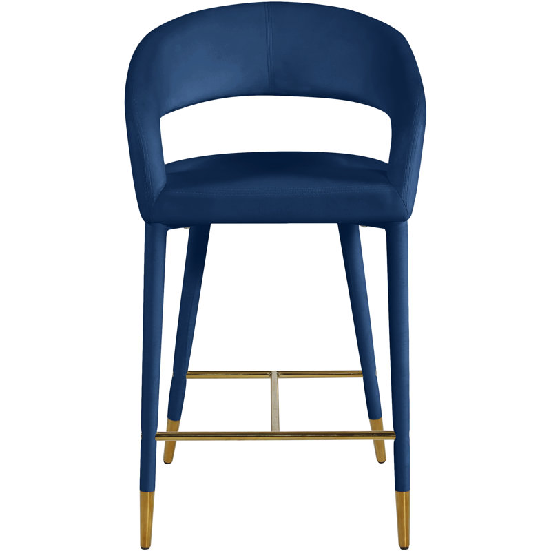 Tabouret de comptoir 26,5 po Destiny, Velours, Marine