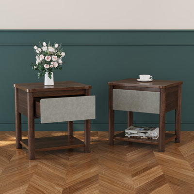 Harper Modern Farmhouse Wood Nightstand With Drawer And Shelf