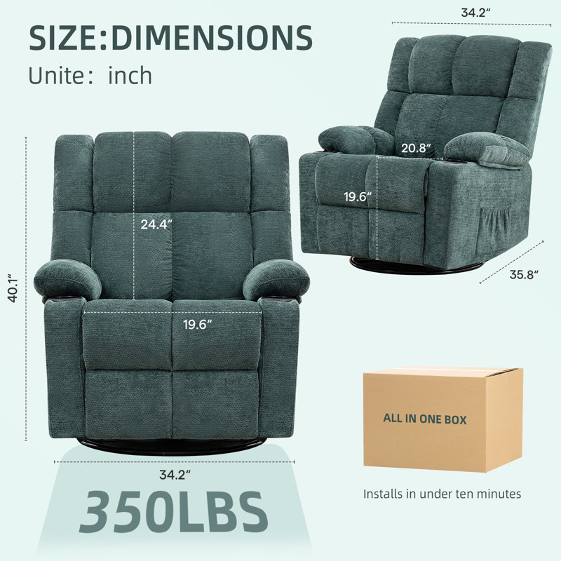 360° Swivel Rocker Manual Bryd, Rocking Chair With Cup Holder, Headrest Movement Bryd Chair For Adults, Glider Bryd,For Living Room,Nursery ,Bedroom