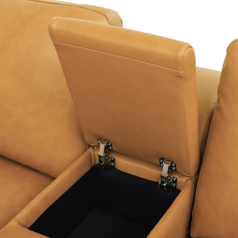 Canapé modulaire à large accoudoirs en cuir assorti, Gingembre gingembre