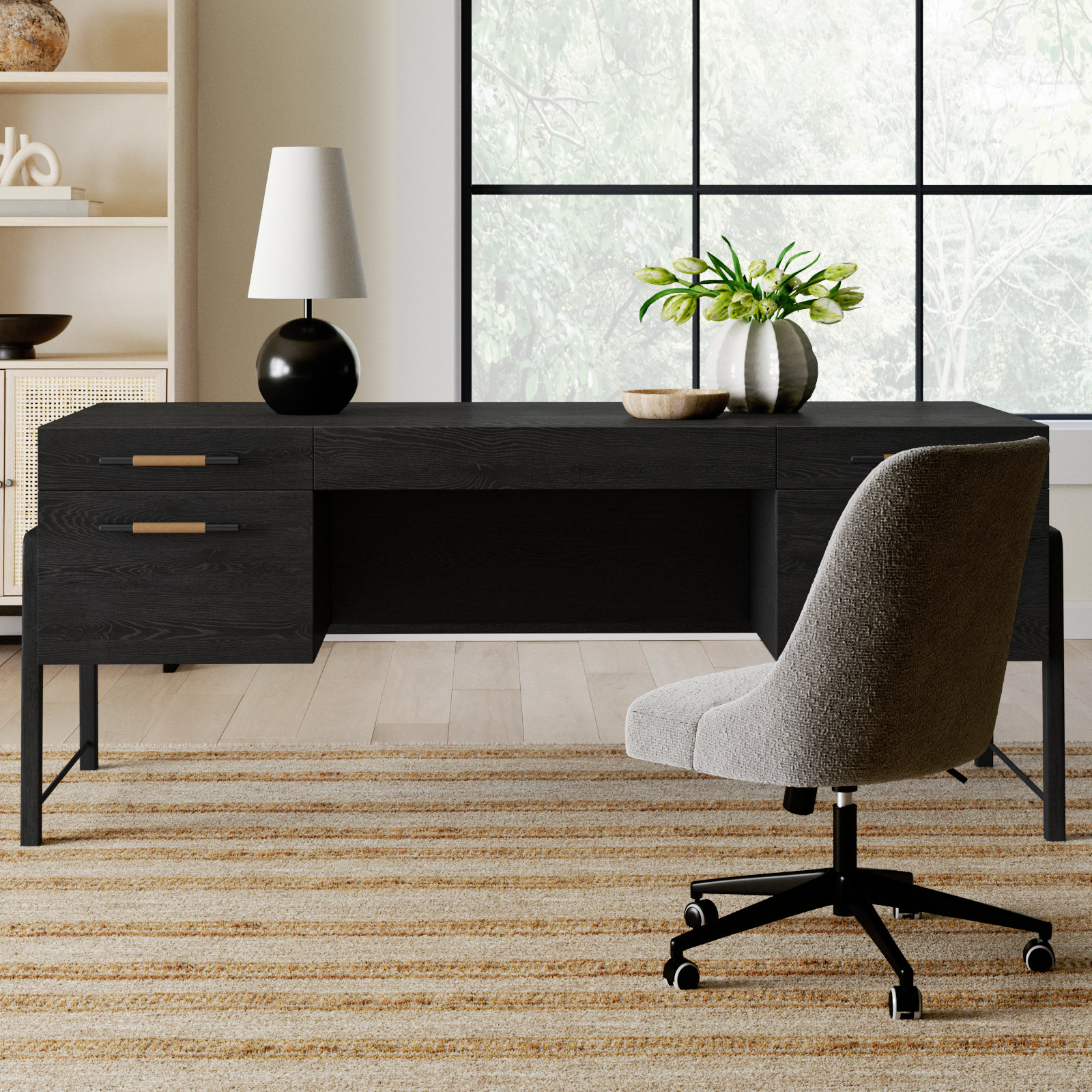 Karsten Writing Desk, Ebony Oak