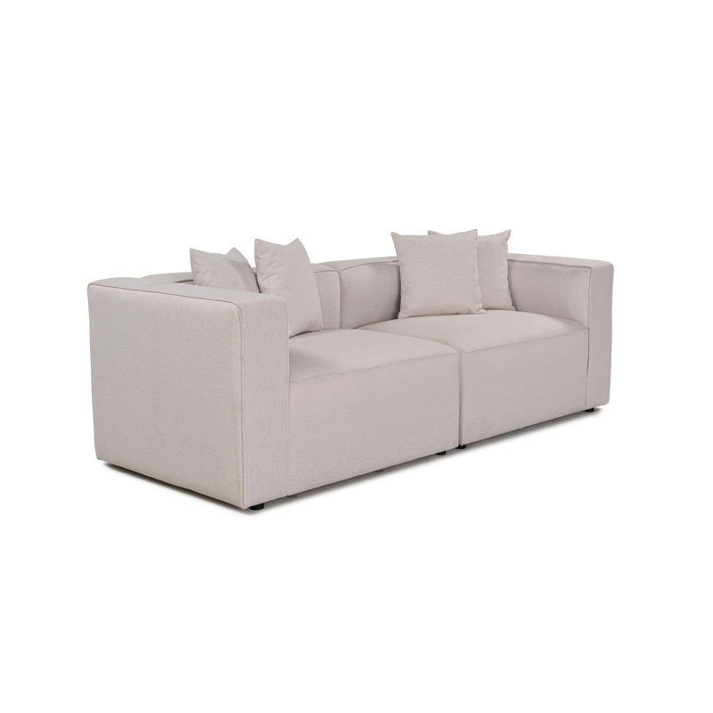 Élégant canapé 2 places, couleur écru, 86,6 po x 27,2 po x 35,4 po | Tissu à texture douce, structure en hêtre et en sapin, panneau en bois aggloméré durable, coussins confortables en mousse et en fibre 30 dns | Parfait pour le salon et les espaces confortables