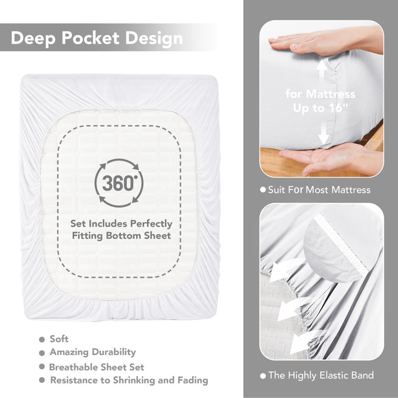 Microfiber Sheet Set, White, Queen