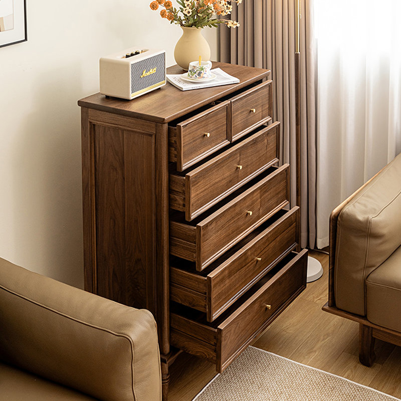 Commode d'appoint simple en bois massif de noyer noir