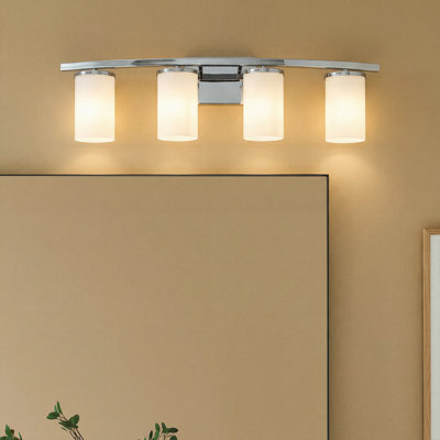 Crosby 4-Light Chrome Vanity Light with Satin Etched Glass Shades
