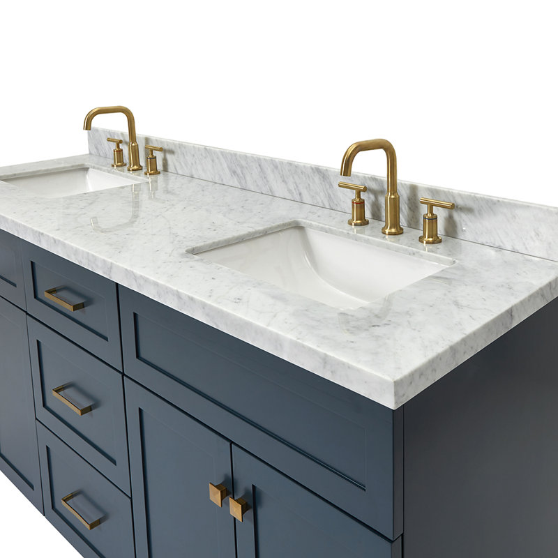 Ensemble de meuble-lavabo double 73 po Hamlet, Bleu minuit