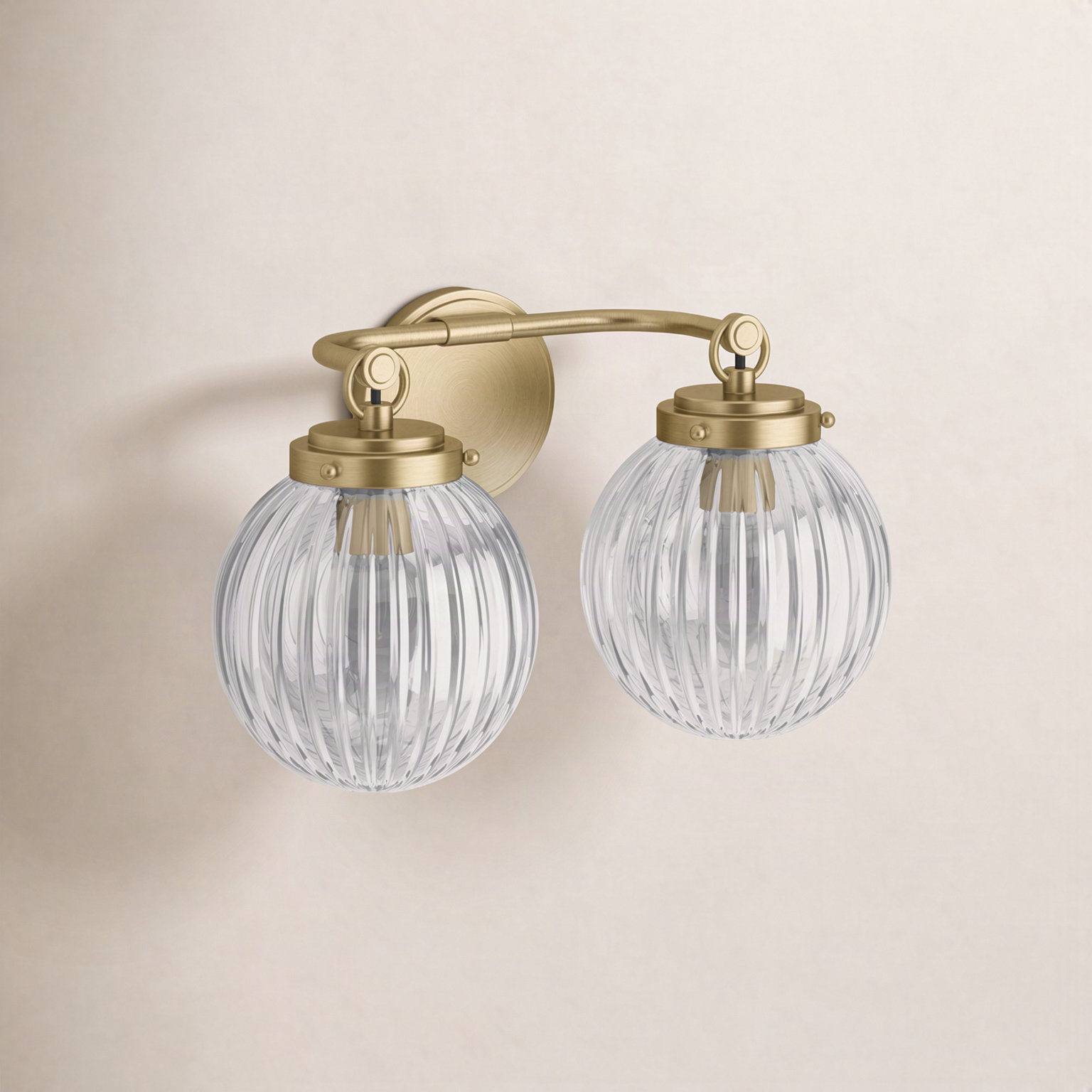 Embra 2-Light Armed Sconce, Brushed Modern Brass