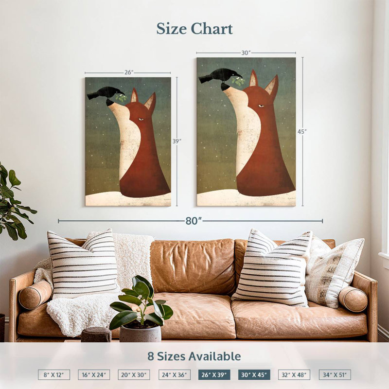 Brampt Fox And Mistletoe, 39" H x 26" W
