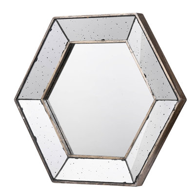 21" X 18" Gorgeous Silver Hexagon Wall Mirror, Decor For Home - Living Room, Entryway, Bedroom Mirror With Attractive Glow,