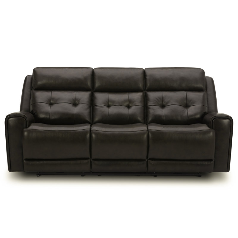 Iavor Leather Power Reclining Sofa, Beige