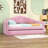 Upholstered Twin Daybed with Twin Trundle and USB Ports-1953697022