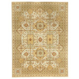 High-Quality Hand-Knotted Ivory And Gold Area Rug