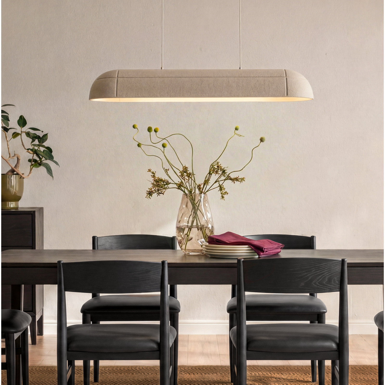 Nava Dimmable Single Light Pendant, Light Cream