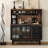 47.24"Solid Wood Pine Sintered Stone tabletop black Sideboard