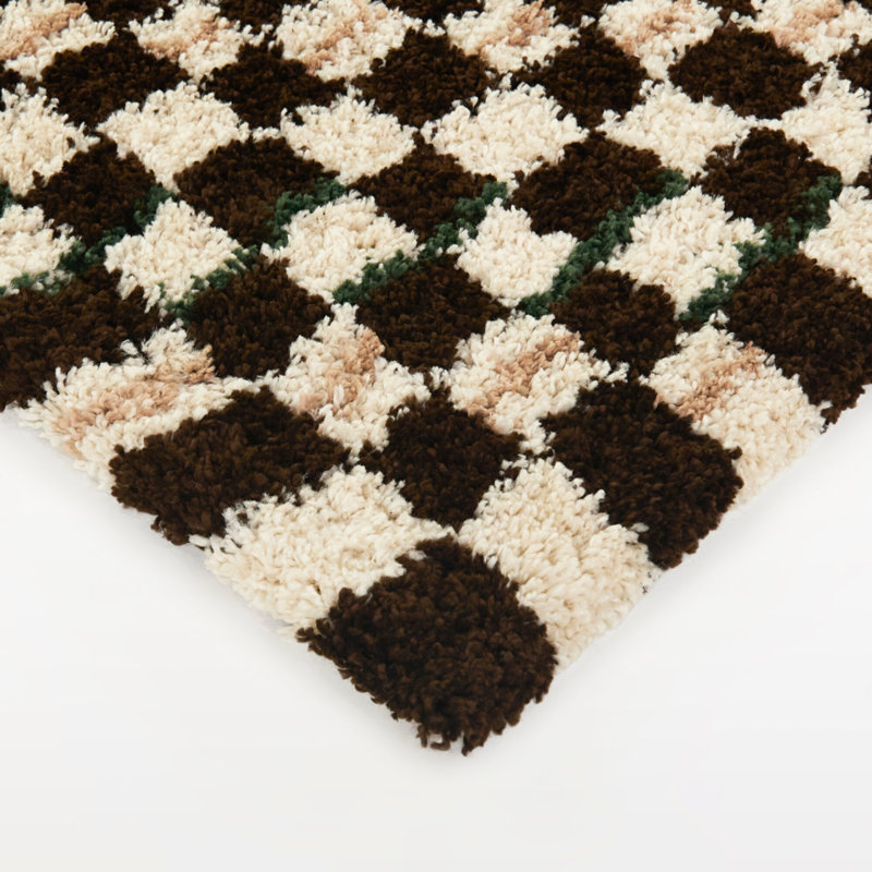 Chamberlain Pink/Brown Modern Checkered Area Rug, Rectangle 5'3" x 7'