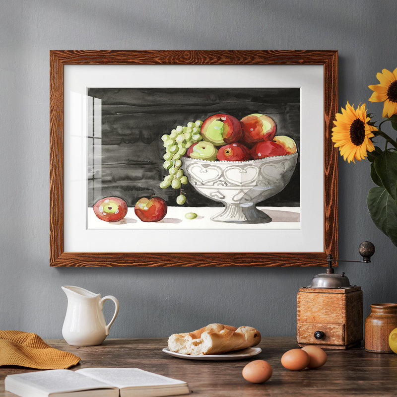 Watercolor Fruit Bowl I, reproduction d'art encadrée, Érable, H 14 po x l 20 po x P 1,5 po