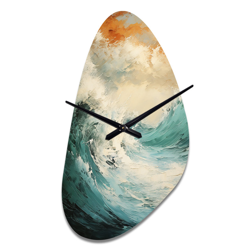 Horloge murale moderne en métal bleu marine et doré - océan, Moyenne