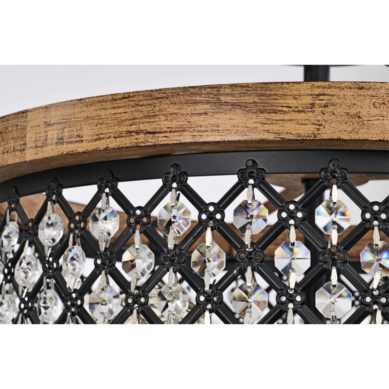 Crystal LED Semi Flush Mount, Matte Black