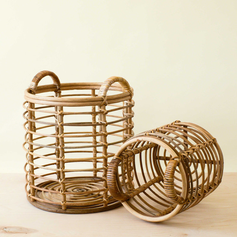 Rattan Cylinder Basket, nested set of 2
