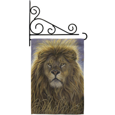 Lion - Impressions Decorative Metal Fansy Wall Bracket Garden Flag Set GS110096-BO-03