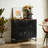 Cabinet With Slatted Grille Striped Door,Modern Style Cabinet,High-Quality MDF And Metal Leg